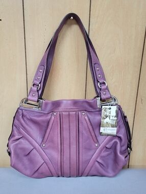 B. Makowsky Purple Naked Leather Shoulder Bag